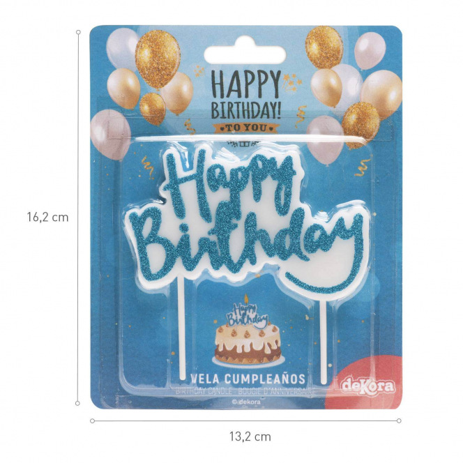 Gelukkige Verjaardagskaars – Glitter Blauw – Dekora