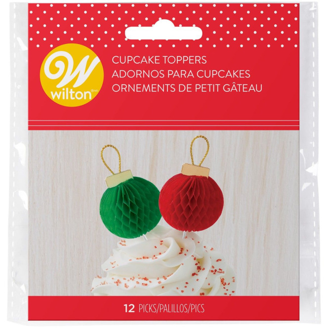 Toppers pour cupcake - Boule de Noël - Wilton