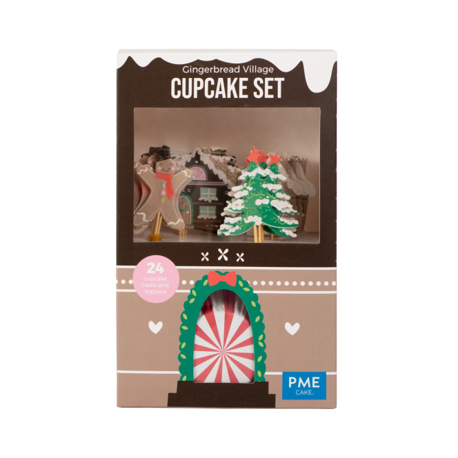 Kit de déco pour cupcakes - Gingerbread village PME