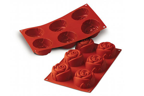 Moule rose 3D- x6 - Silikomart Professional