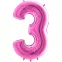 Grabo 66cm Aluminium Number Balloon : Number:3, Color:Fuchsia