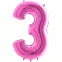 Ballons géants Grabo en forme de chiffre pour décorer votre fête : Numéro:3, Couleur:Fuchsia