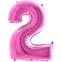 Grabo 66cm Aluminium Number Balloon : Number:2, Color:Fuchsia