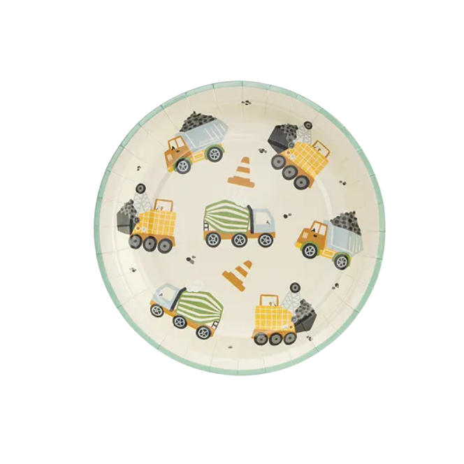 6 Paper plates Construction truck 18cm