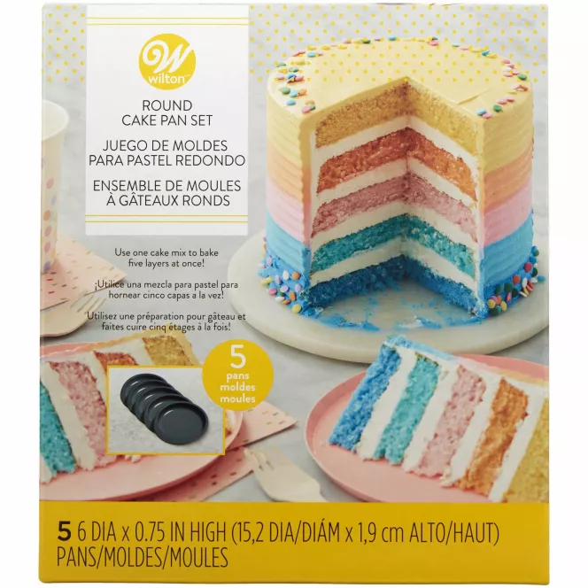 Set de 5 moules à gâteau/ Rainbow cake - 15cm - Wilton
