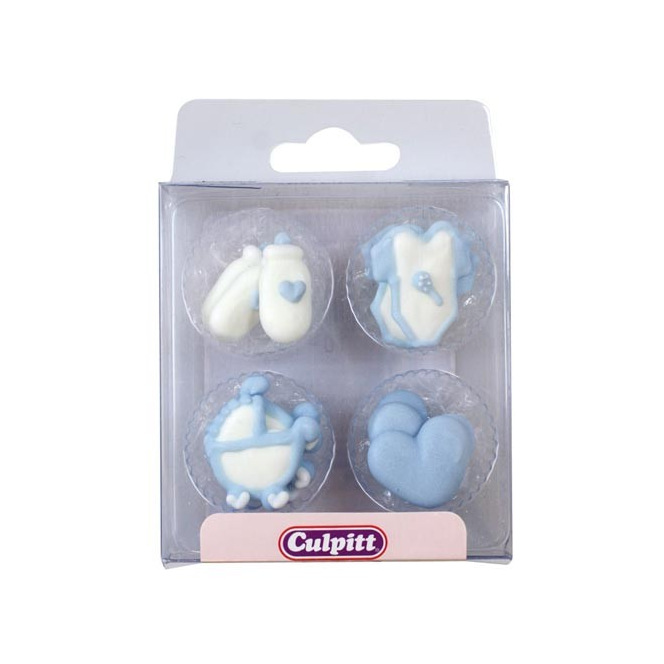 Baby Shower Blue Sugar Decorations - 12pc - Culpitt
