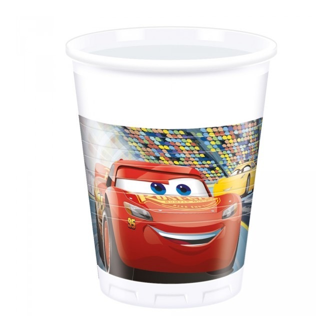 8 Plastic Cups - Cars