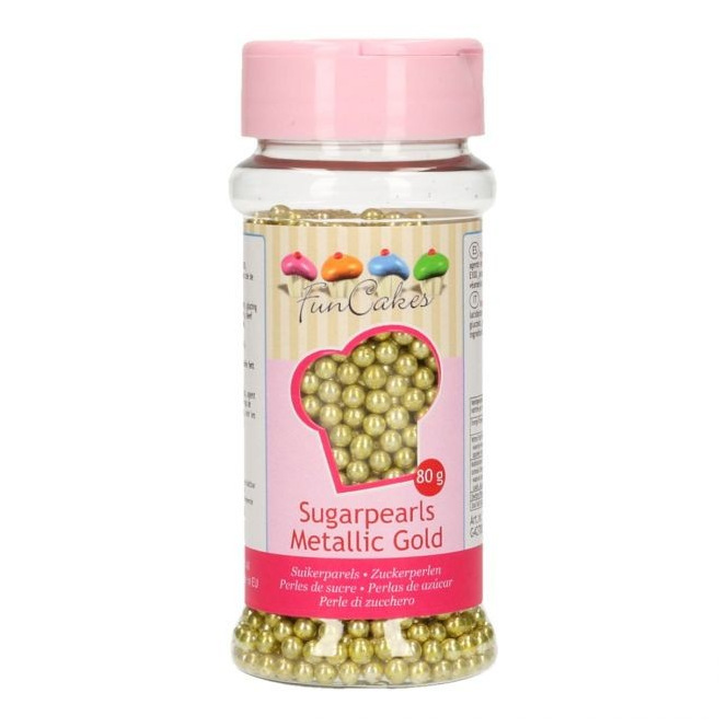 Perle en sucre - Doré métallique - 4mm -FunCakes 80g