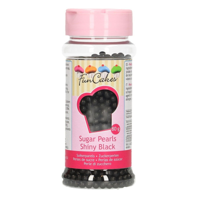 FunCakes Sugarpearls - Shiny Black - 4mm