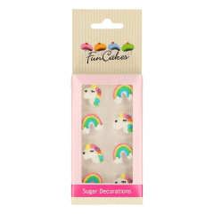 Décors en sucre Licorne et Arc-en-Ciel - 12pc