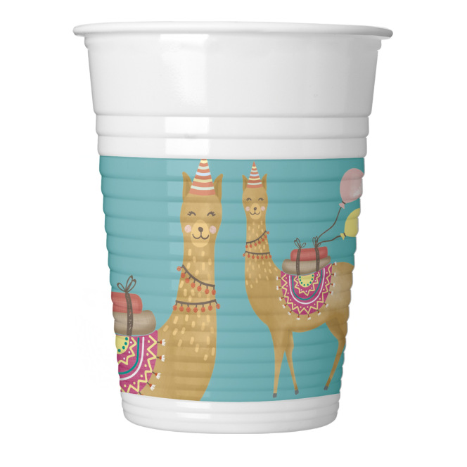 8 plastic cups - Llama