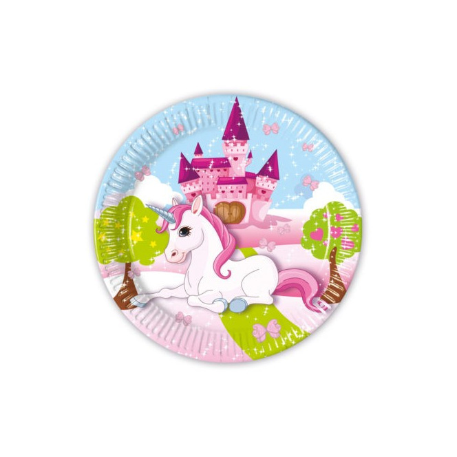 8 paper plates - Castle Unicorn