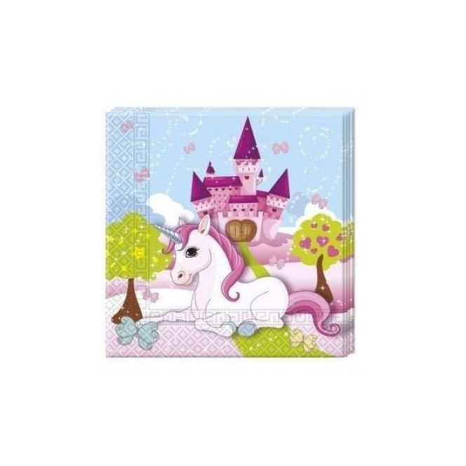 20 serviettes - licorne et château