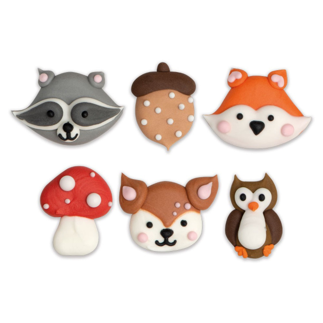 Décorations en sucre - Animaux de la forêt - 6pc - Decora