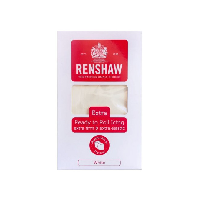 Pâte à sucre Extra 1kg - Blanc - Goût Marshmallow -Renshaw