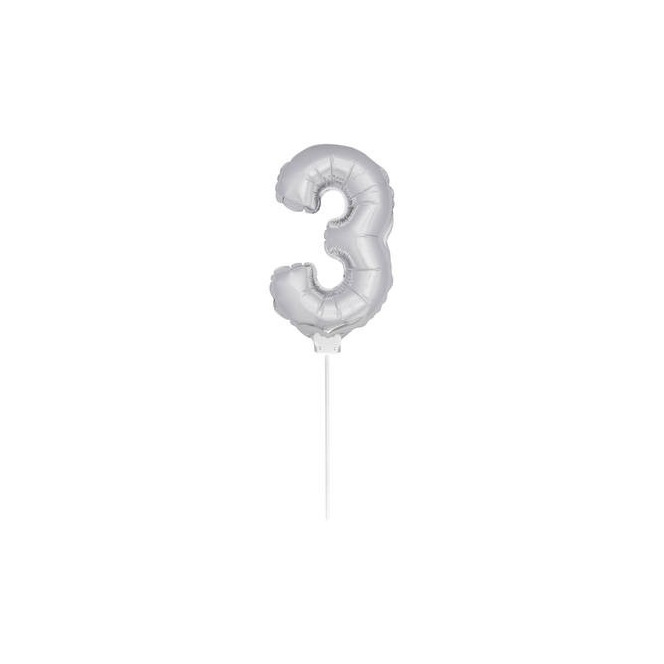 Mini Silver Balloon Number 3