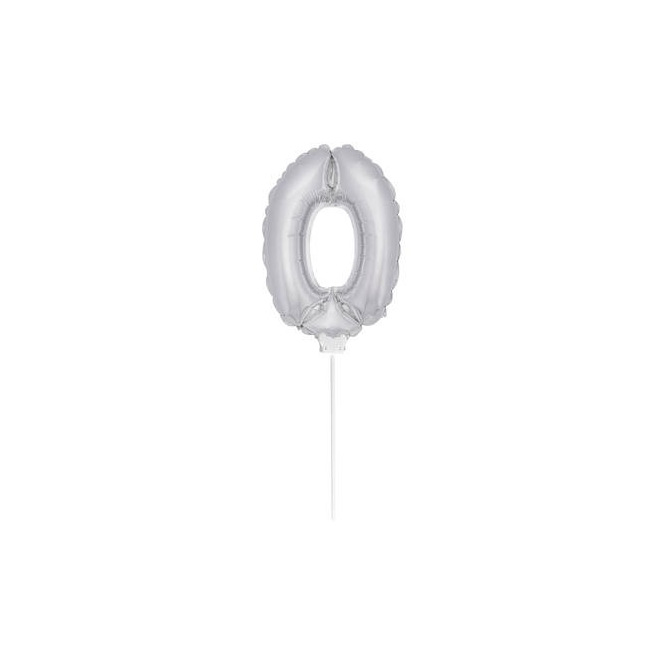 Mini Silver Balloon Number 0