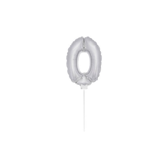 Mini zilveren ballon nummer 0