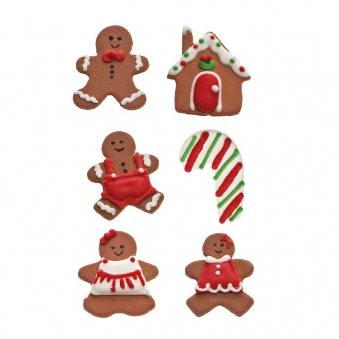 Sugar Decorations - Gingerbread - 6pcs - Decora
