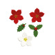 Sugar Decorations - Poinsettia & Holly Leaves - 6pcs - Decora