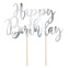 Cake Topper Happy Birthday - Argenté - PartyDeco