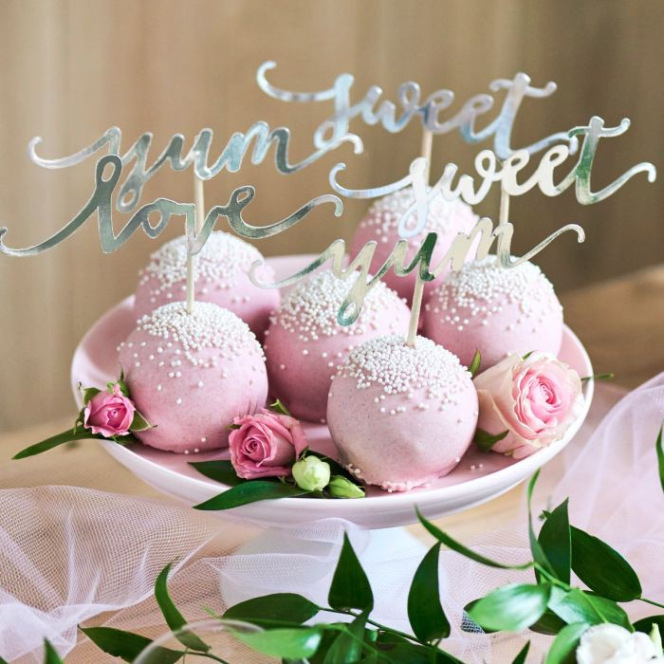 Toppers à cupcakes - Love argenté- 6pc - PartyDeco