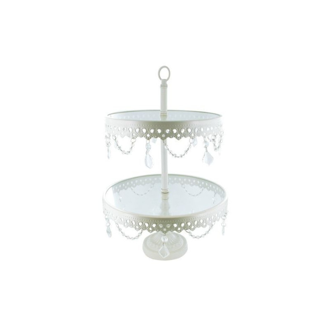  2 Tier Glass Display Tower with Diamond Embroidery
