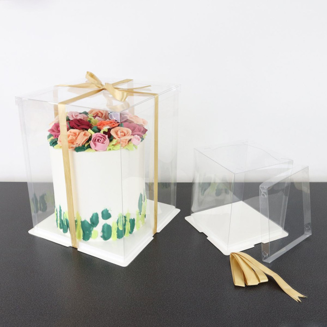 Boîte transparente à gâteau - 25 x 25 x 28cm