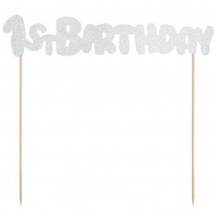 PartyDeco Cake Topper 1st Birthday - Silver