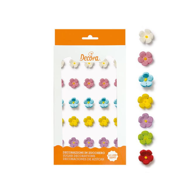 Sugar Decorations - medium flowers 16pcs - Decora