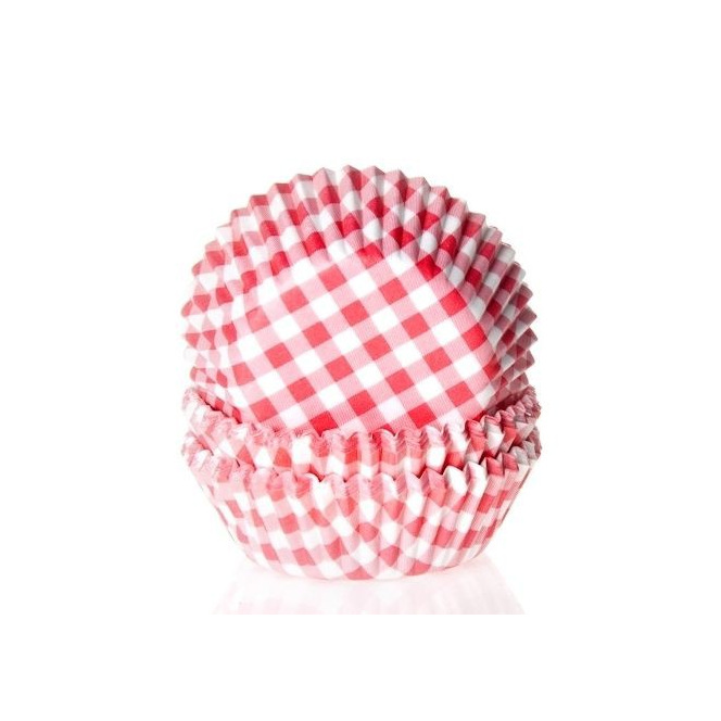 Caissettes à cupcakes à carreaux rouge et blanc - 50pc - HoM