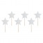 Cupcake Toppers - Silver Stars 6pcs - PartyDeco