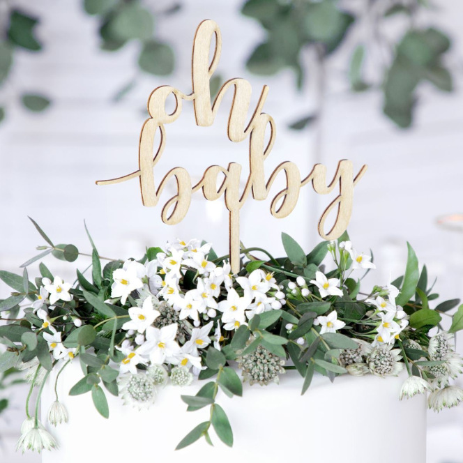 Cake Topper Oh Baby en bois PartyDeco