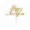 Cake Topper - Happy New Year - Gold - Partydeco