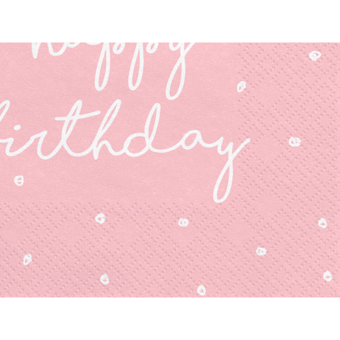 20 Serviettes - Happy Birthday - Rose & Couronne - PartyDeco