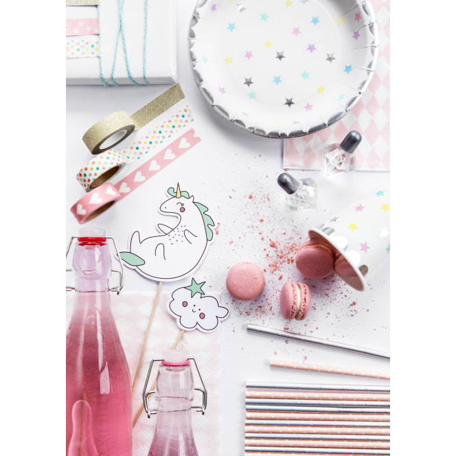 6 Assiettes en carton - Licorne/ Etoiles - PartyDeco