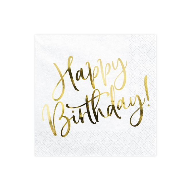 Serviettes en papier pour un anniversaire - Happy Birthday doré