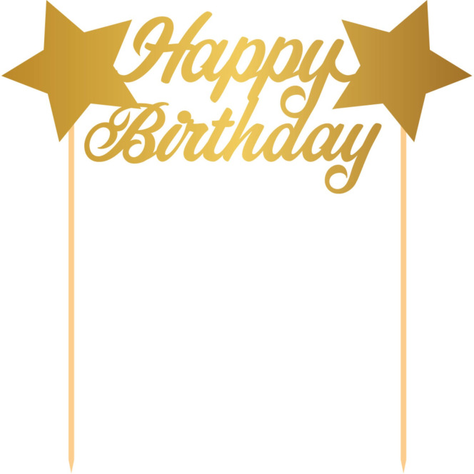 Cake Topper - Happy Birthday/Gold - Folat