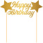 Cake Topper - Happy Birthday/Gold - Folat