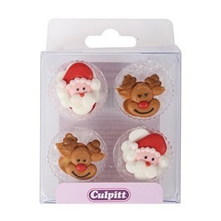 Santa & Rudolph Sugar Pipings - 12pc - Culpitt