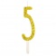 Number 5 candle with golden glitter - PME