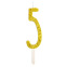 Number 5 candle with golden glitter - PME