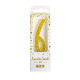 Number 6 candle with golden glitter - PME