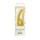 Nummer 6 kaars met gouden glitters - PME