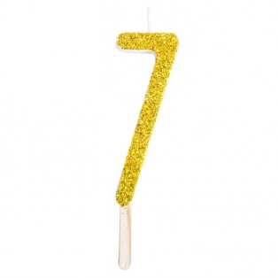 Number 7 candle with golden glitter - PME