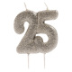 Verjaardagskaars - 25 Zilver - Dekora