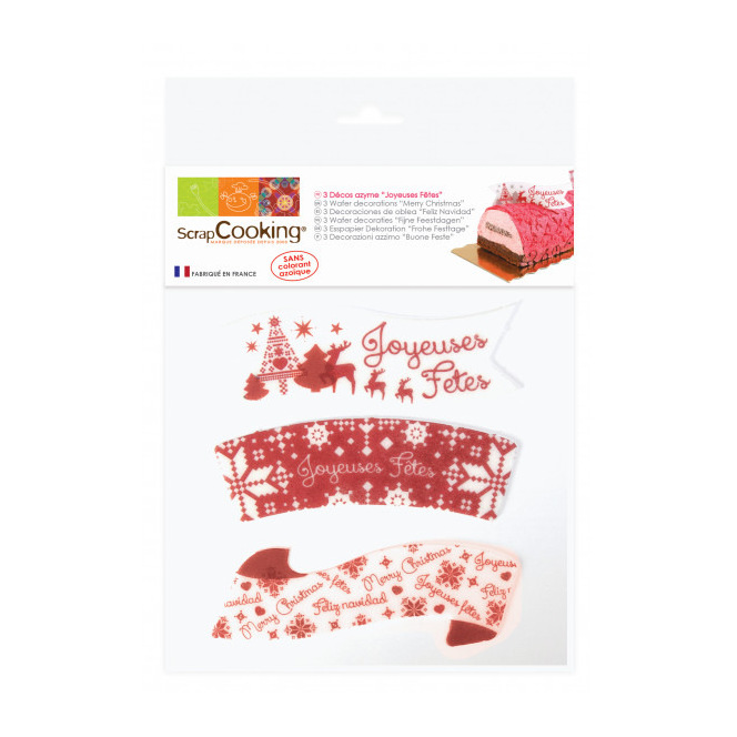 3 Wafer Decoraties "Fijne Feestdagen"
