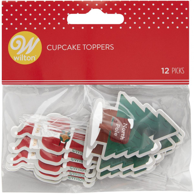 Cupcake Toppers - Kerstman / 12st - Wilton