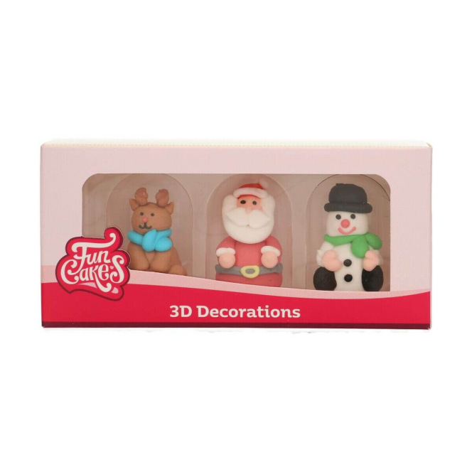 Décoration en sucre - Personnages de Noël 3D/3pcs - Funcakes