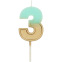Retro Candle – Golden - Folat : Number and Color:N°3 light blue